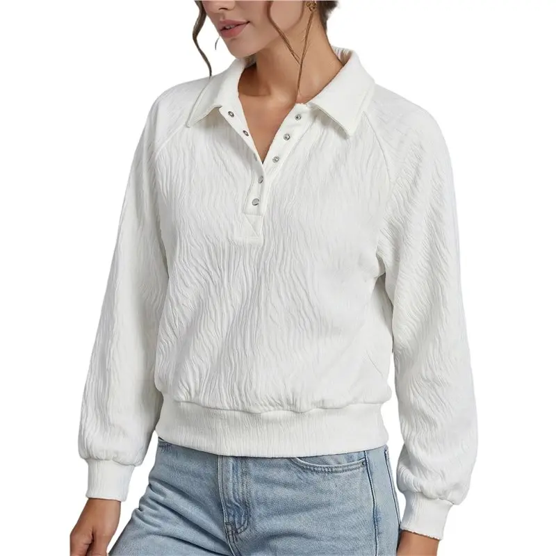 NEW-Womens Long Sleeve Sweatshirt Button Shirt Light-Weight Dressy Casual Basic Pullover Tops White M
NEW-Womens Long Sleeve Sweatshirt Button Shirt Light-Weight Dressy Casual Basic Pullover Tops White M