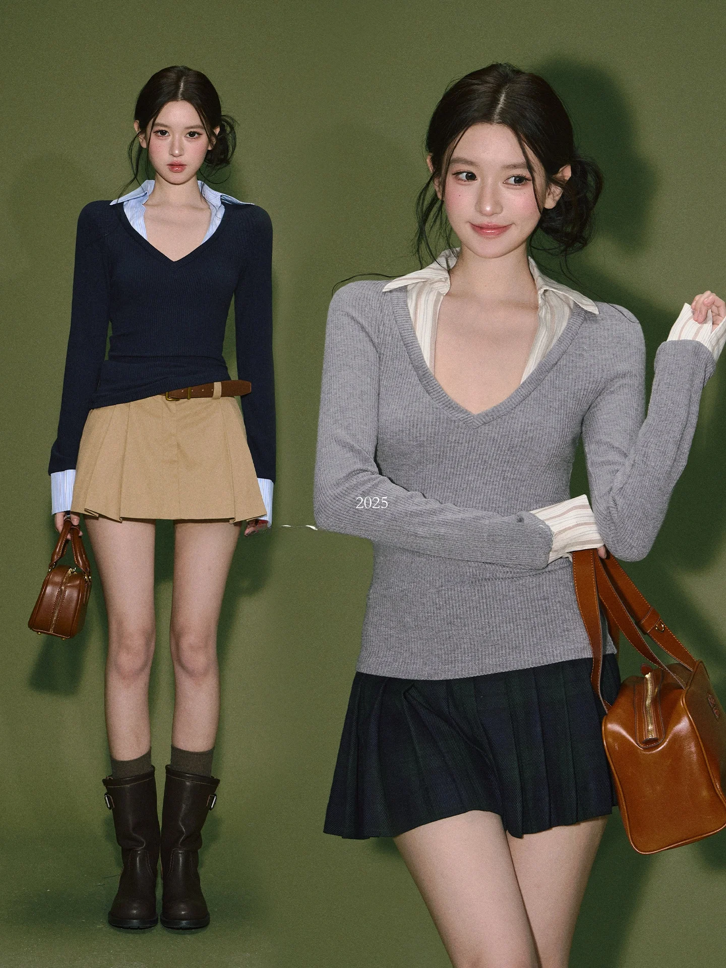 OIOI E Knitted Slim Fit Long Sve irt Collared Fake Two-Piece Women's Faion Autumn Winter Season Regular Length
OIOI E Knitted Slim Fit Long Sve irt Collared Fake Two-Piece Women's Faion Autumn Winter Season Regular Length