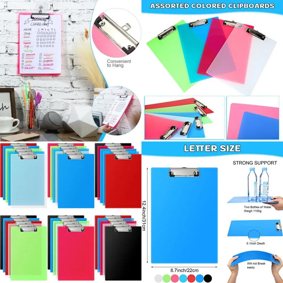 30 Pieces Clipboards, Plastic Clipboards with Low Profile Clip A4 Letter Size Cute Clip Boards Holds 100 Sheets for Home Office
30 Pieces Clipboards, Plastic Clipboards with Low Profile Clip A4 Letter Size Cute Clip Boards Holds 100 Sheets for Home Office