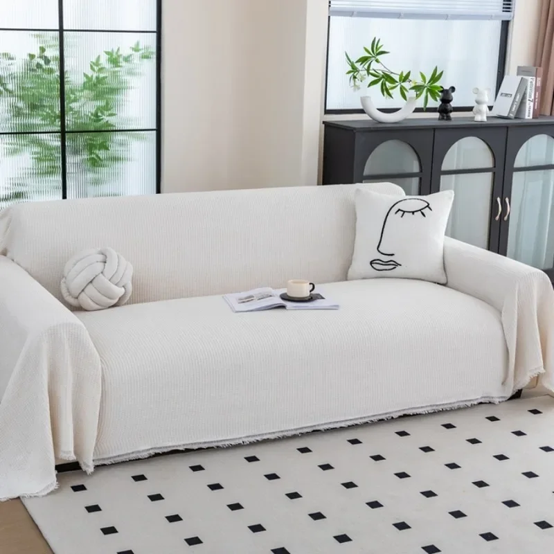 2025 new solid color waffle sofa towel light gray ivory white one-piece sofa towel with fringe
2025 new solid color waffle sofa towel light gray ivory white one-piece sofa towel with fringe