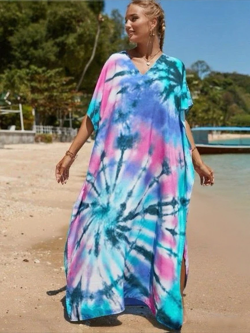 Модное пляжное платье с принтом 2025 года; Длинный халат для защиты от солнца на берегу моря 
Модное пляжное платье с принтом 2025 года; Длинный халат для защиты от солнца на берегу моря