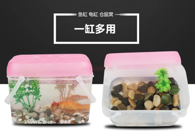 Small fish tank, turtle tank, mini pet breeding box, children's portable small plastic, children raising tadpoles
Small fish tank, turtle tank, mini pet breeding box, children's portable small plastic, children raising tadpoles