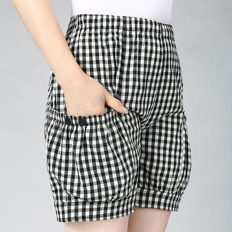 Summer Women Thin Casual Plaid Shorts Korean Fashion Female Clothing Elastic High Waist All-match Cotton Home Loose Daily Pants
Summer Women Thin Casual Plaid Shorts Korean Fashion Female Clothing Elastic High Waist All-match Cotton Home Loose Daily Pants