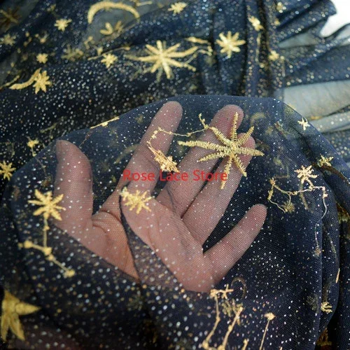Gold Glitter Moon Star Embroidered Lace Fabric Beige soft Mesh Tulle Fabric For Wedding Dress,Prom, Girl dress 1 yard
Gold Glitter Moon Star Embroidered Lace Fabric Beige soft Mesh Tulle Fabric For Wedding Dress,Prom, Girl dress 1 yard
