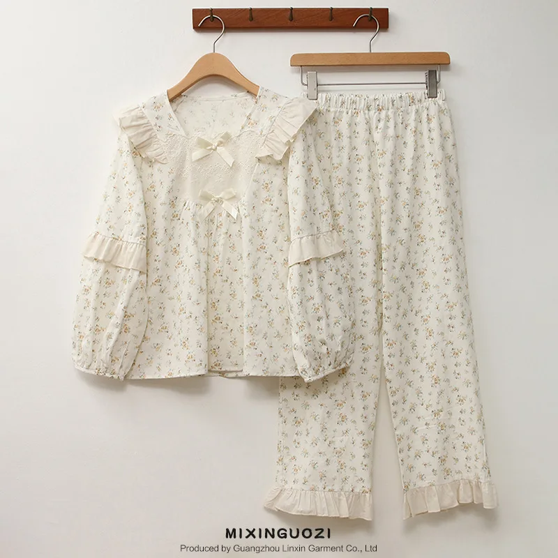 Korea Style Print Women Long Sleeve Pajamas Lady Two Piece Set Cotton Homewear Female Print Loose Casual Nightwear Sleepwear
Korea Style Print Women Long Sleeve Pajamas Lady Two Piece Set Cotton Homewear Female Print Loose Casual Nightwear Sleepwear