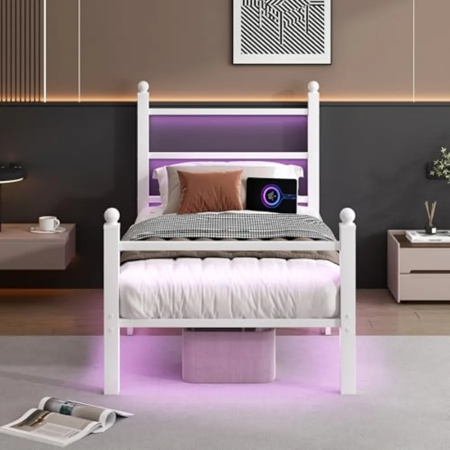 CLIBFENG Bed Frame with Headboard and FootboardSteel Slats Support-LED Bed Frame with USB Charging Station Mattress Foundation-
CLIBFENG Bed Frame with Headboard and FootboardSteel Slats Support-LED Bed Frame with USB Charging Station Mattress Foundation-