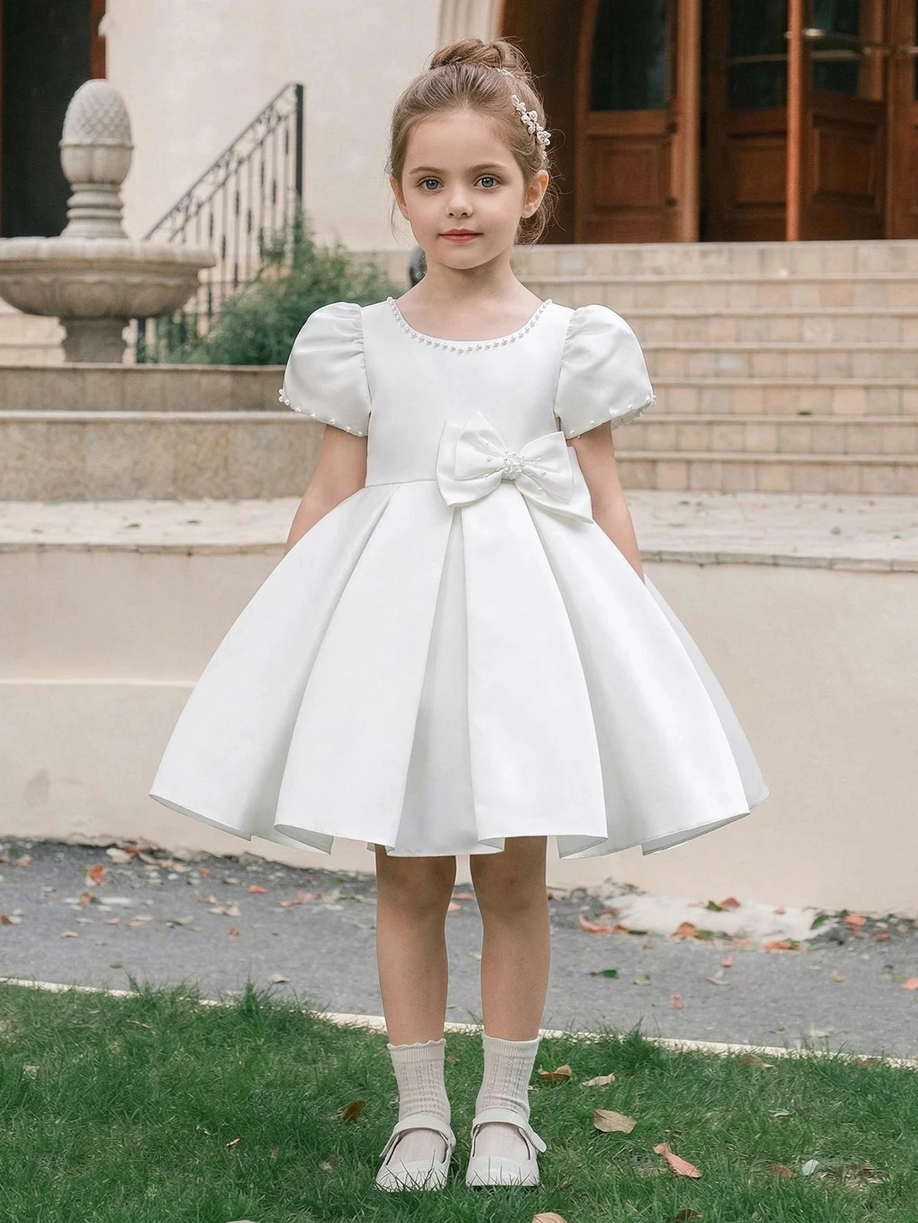 Customized Flower Girl Dress For Wedding Satin V Back Beading Bow Short Sleeve Knee Length Kids Birthday First Communion Gown
Customized Flower Girl Dress For Wedding Satin V Back Beading Bow Short Sleeve Knee Length Kids Birthday First Communion Gown