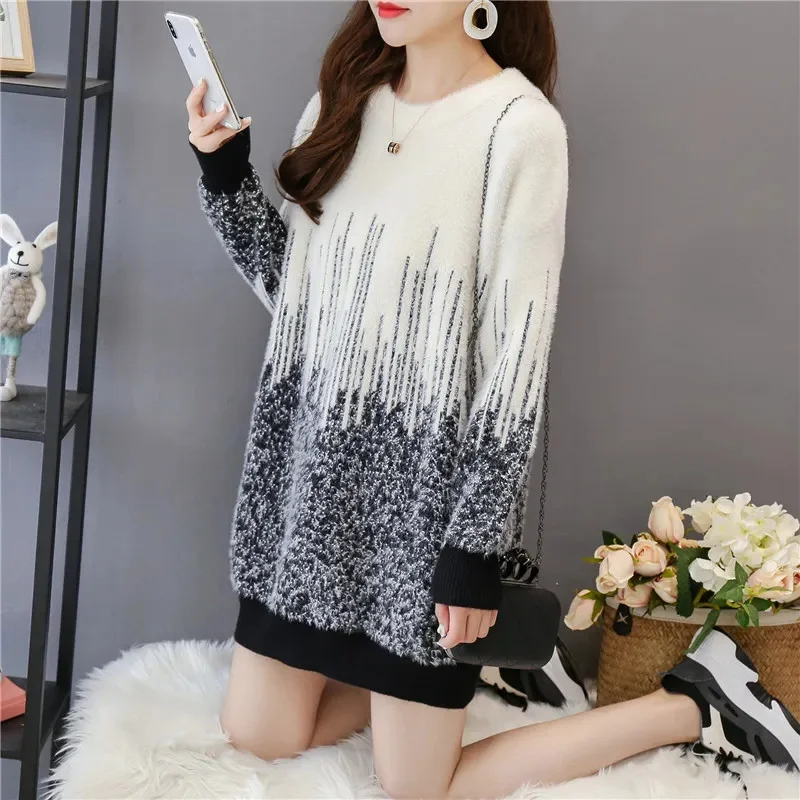 Imitation Mink Velvet Knitting Sweater For Women Autumn Winter Pullover Sweater Ladies Mid-length Loose Fashion Kni Tops Female
Imitation Mink Velvet Knitting Sweater For Women Autumn Winter Pullover Sweater Ladies Mid-length Loose Fashion Kni Tops Female