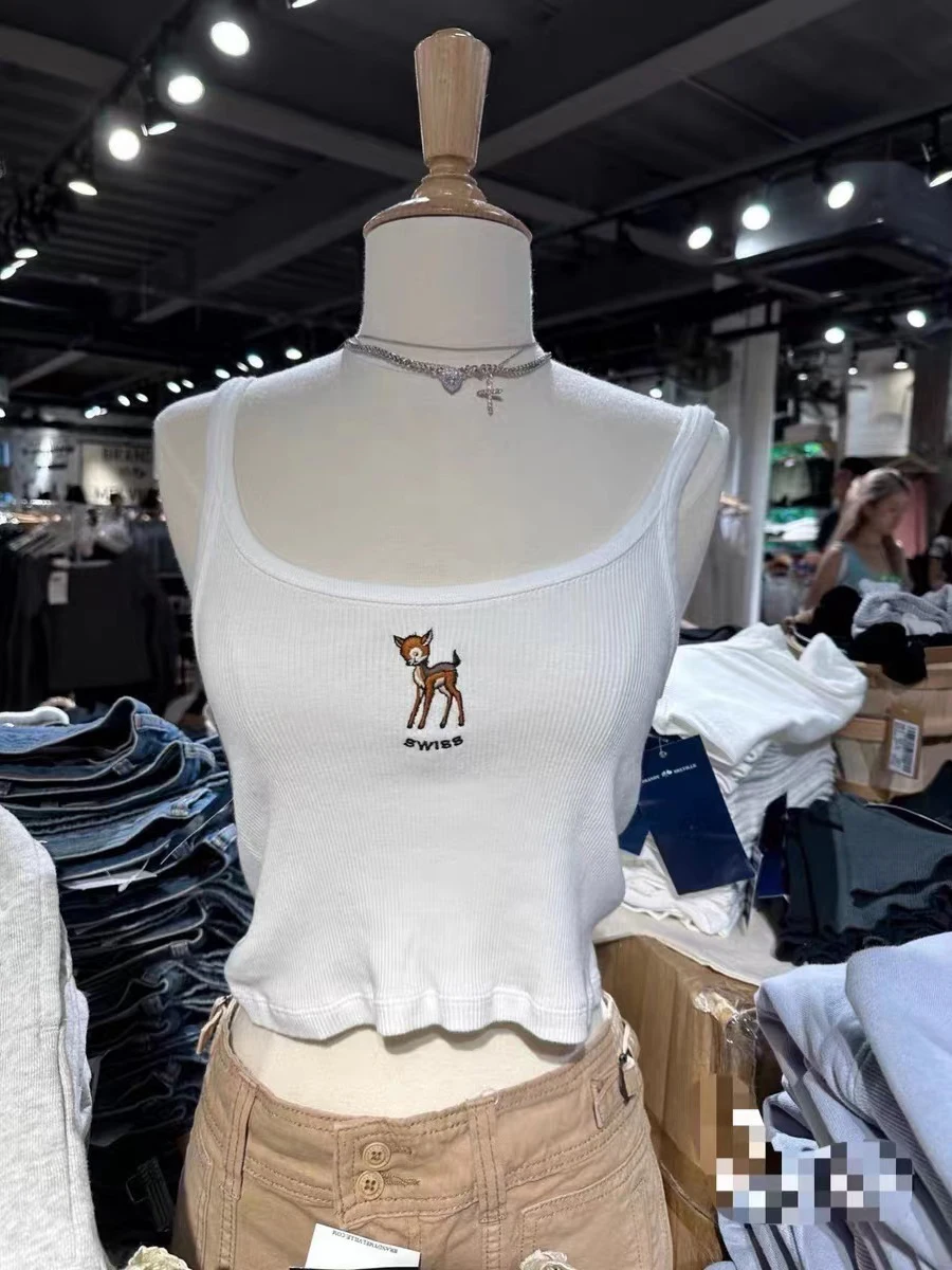 Vintage Fawn Embroidery Cotton Ribbed Tank Tops Women Casual Sexy Slim Sleeveless Raw Hem Crop Top Fashion Streetwear Y2k
Vintage Fawn Embroidery Cotton Ribbed Tank Tops Women Casual Sexy Slim Sleeveless Raw Hem Crop Top Fashion Streetwear Y2k