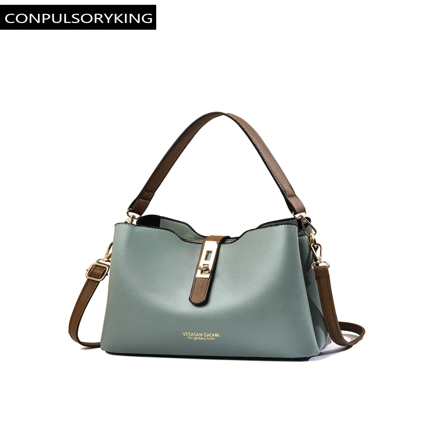 Fashionable Multi-Layer Buckle Bucket Bag For Women, 1pc Contrast Buckle Multi-Pocket PU Leather Women's Shoulder Bag, Suitable
Fashionable Multi-Layer Buckle Bucket Bag For Women, 1pc Contrast Buckle Multi-Pocket PU Leather Women's Shoulder Bag, Suitable