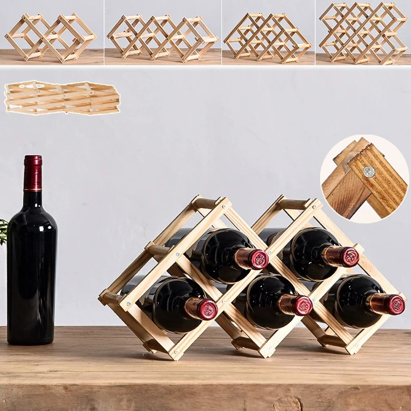 1PC Wooden Wine Rack Solid Wood Creative Folding Wine Rack Kitchen Pantry Bar Wine Bottle Display Rack Shelves 3/5/6/10 Bottles
1PC Wooden Wine Rack Solid Wood Creative Folding Wine Rack Kitchen Pantry Bar Wine Bottle Display Rack Shelves 3/5/6/10 Bottles