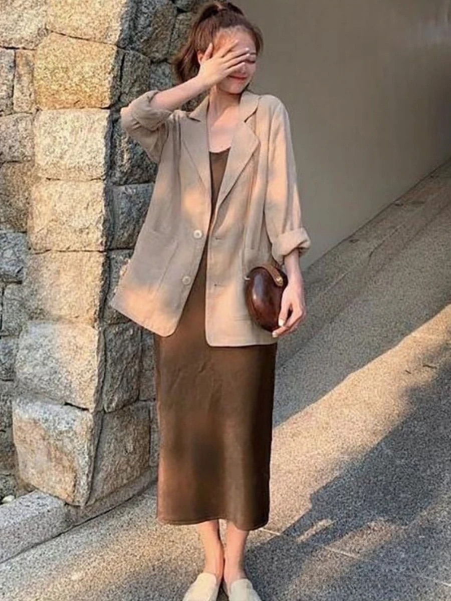 Loose Fit Casual Cotton Linen Women's Jaet Lightweight Summer Sun Protection Thin Sle Mid-Length Long Sve Suit Coat
Loose Fit Casual Cotton Linen Women's Jaet Lightweight Summer Sun Protection Thin Sle Mid-Length Long Sve Suit Coat