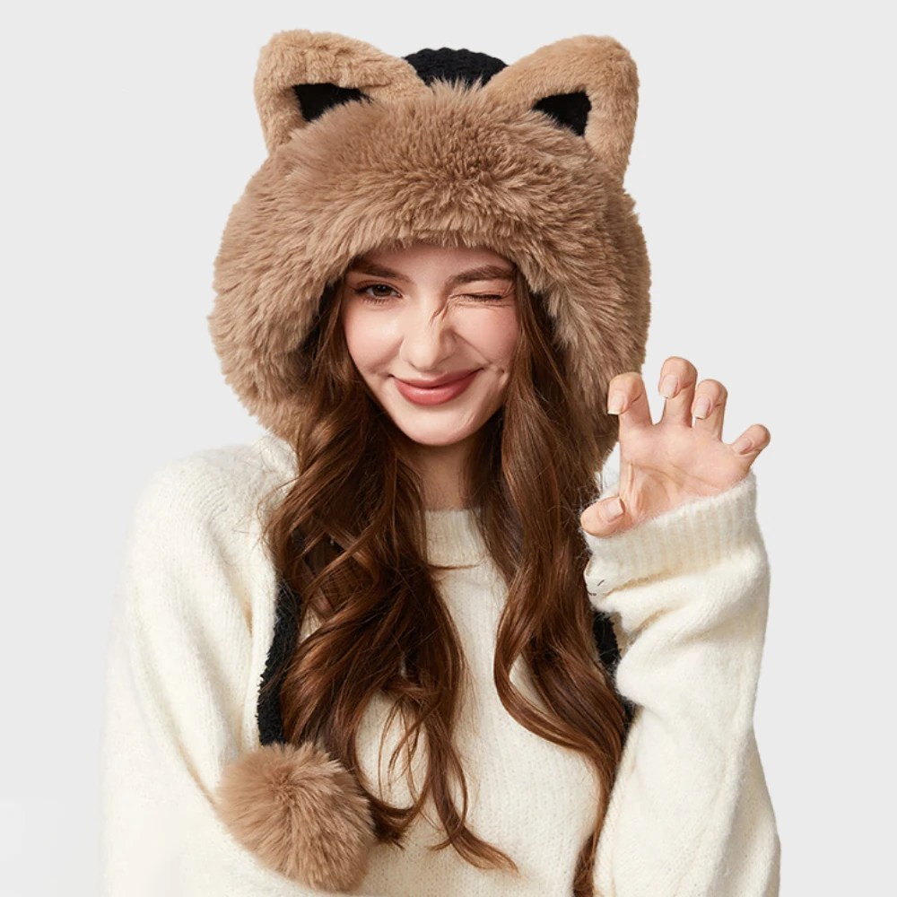 HT4919 Cute Ears Knitted Hat Thick Warm Russian Fur Hat Women Pompoms Skullies Beanies Lady Snow Ski Earflap Cap Winter Beanies 
HT4919 Cute Ears Knitted Hat Thick Warm Russian Fur Hat Women Pompoms Skullies Beanies Lady Snow Ski Earflap Cap Winter Beanies