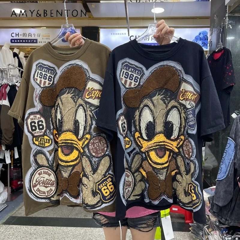 Осенние новые тяжелые пуловеры с героями мультфильмов, модные милые свободные футболки с короткими рукавами, топ с круглым вырезом Y2k, кавайная одежда, красивые футболки
Осенние новые тяжелые пуловеры с героями мультфильмов, модные милые свободные футболки с короткими рукавами, топ с круглым вырезом Y2k, кавайная одежда, красивые футболки