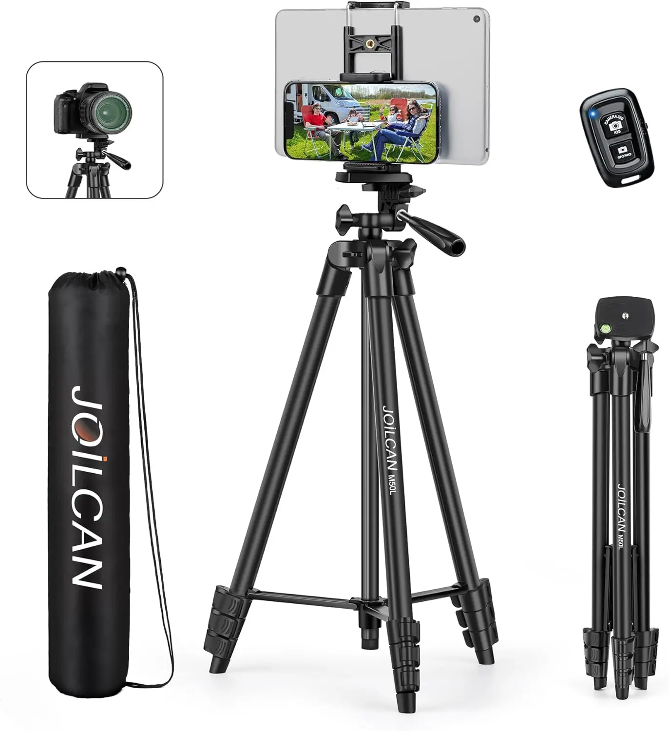 67" Tripod for Camera & Phone, Lightweight Aluminum with Remote and Carry Bag
67" Tripod for Camera & Phone, Lightweight Aluminum with Remote and Carry Bag