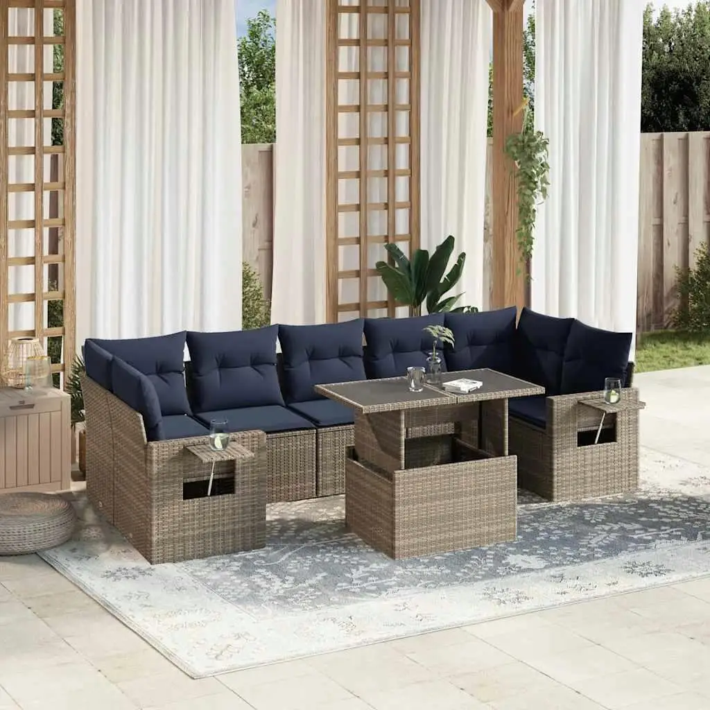 Outdoor 8 Piece Rattan Sectional Sofa Set with Cushions Gray Patio Furniture for Garden Lawn and Backyard
Outdoor 8 Piece Rattan Sectional Sofa Set with Cushions Gray Patio Furniture for Garden Lawn and Backyard