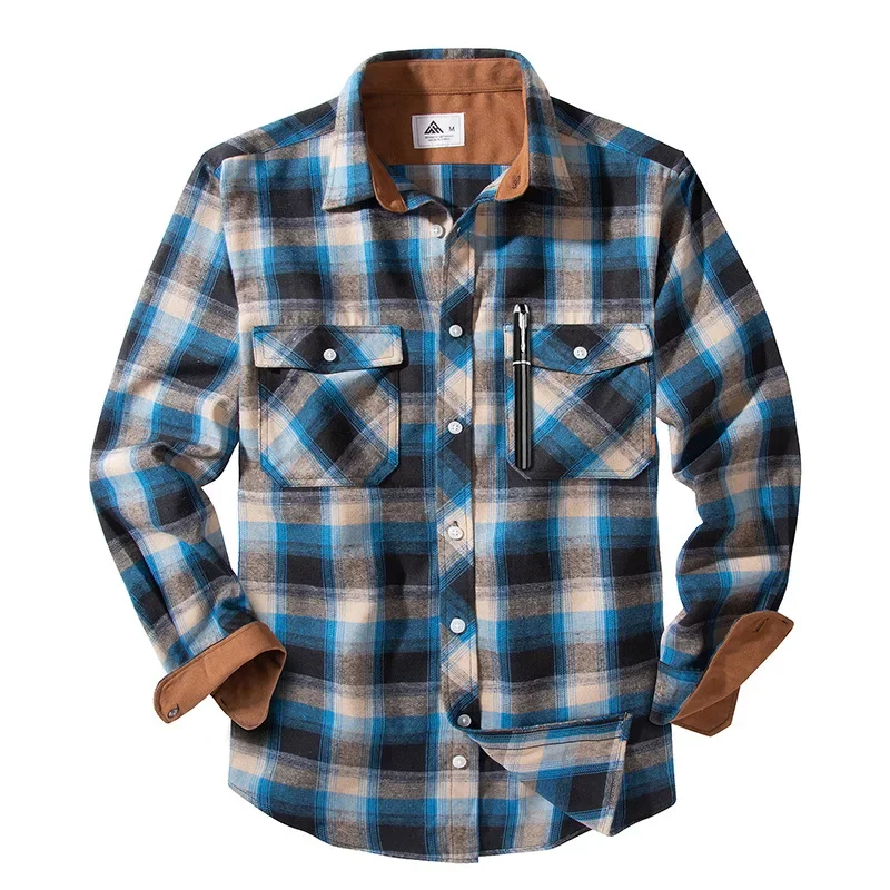 Men's Shirts Button-Up Classic Plaid Casual Flannel Shirt Men Long Sleeve Lapel Neck Pocket Design Jacket Spring Autumn Men Tops
Men's Shirts Button-Up Classic Plaid Casual Flannel Shirt Men Long Sleeve Lapel Neck Pocket Design Jacket Spring Autumn Men Tops