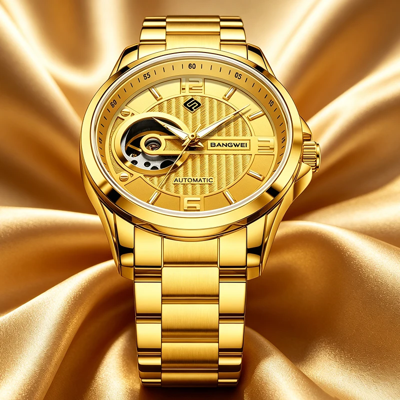 LIGE BANGWEI Men's Gold Automatic Watch Luxury Skeleton Mechanical Watches For Men Full Steel Waterproof Business Wristwatch
LIGE BANGWEI Men's Gold Automatic Watch Luxury Skeleton Mechanical Watches For Men Full Steel Waterproof Business Wristwatch