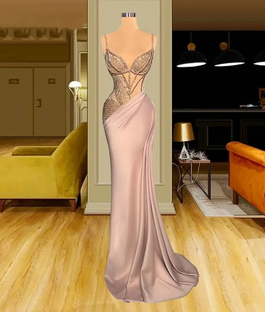Customized Luxury Crystal Mermaid Satin Spaghetti Straps Evening Dress High Quality Sleeveless Sweetheart Celebrity Gowns
Customized Luxury Crystal Mermaid Satin Spaghetti Straps Evening Dress High Quality Sleeveless Sweetheart Celebrity Gowns