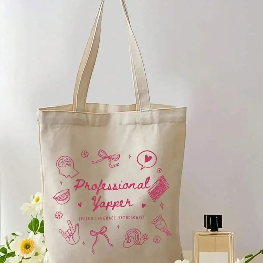 Professional SLP Tote Bag Canvas Handbag With Speech Language Icons For Therapists Teachers Audiologists
Professional SLP Tote Bag Canvas Handbag With Speech Language Icons For Therapists Teachers Audiologists