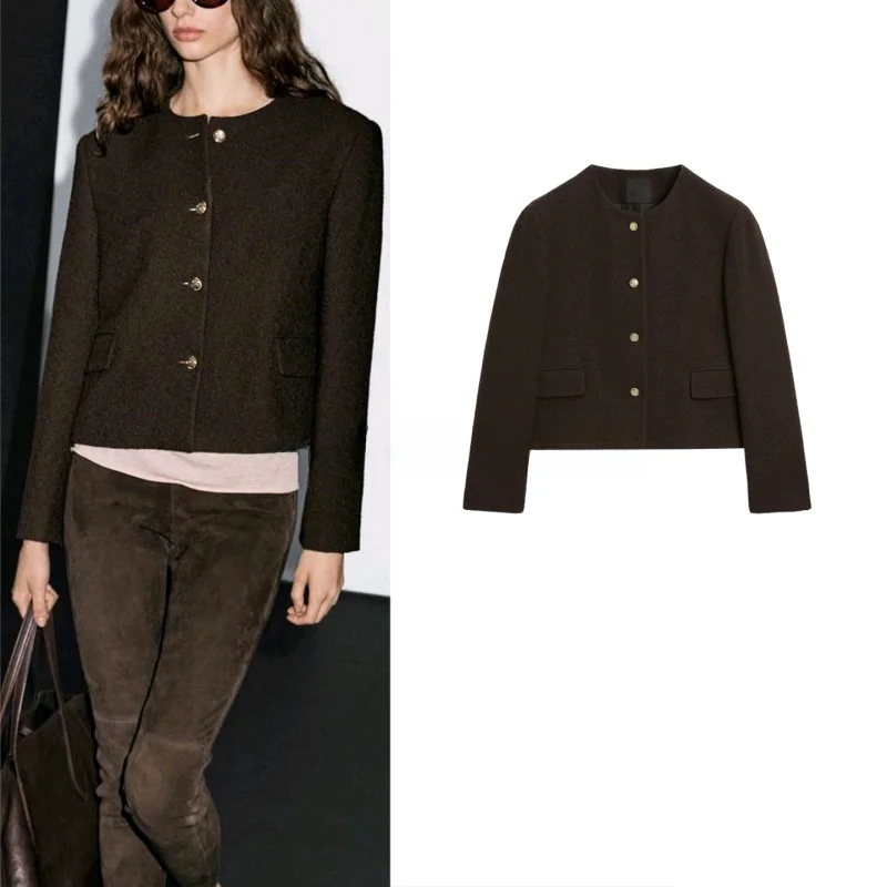 MD Autumn New Women's Small Fraance Sle ort Coat round Ne Lamb Wool Outerwear Commute Straight Cut Long Sve Single...
MD Autumn New Women's Small Fraance Sle ort Coat round Ne Lamb Wool Outerwear Commute Straight Cut Long Sve Single...