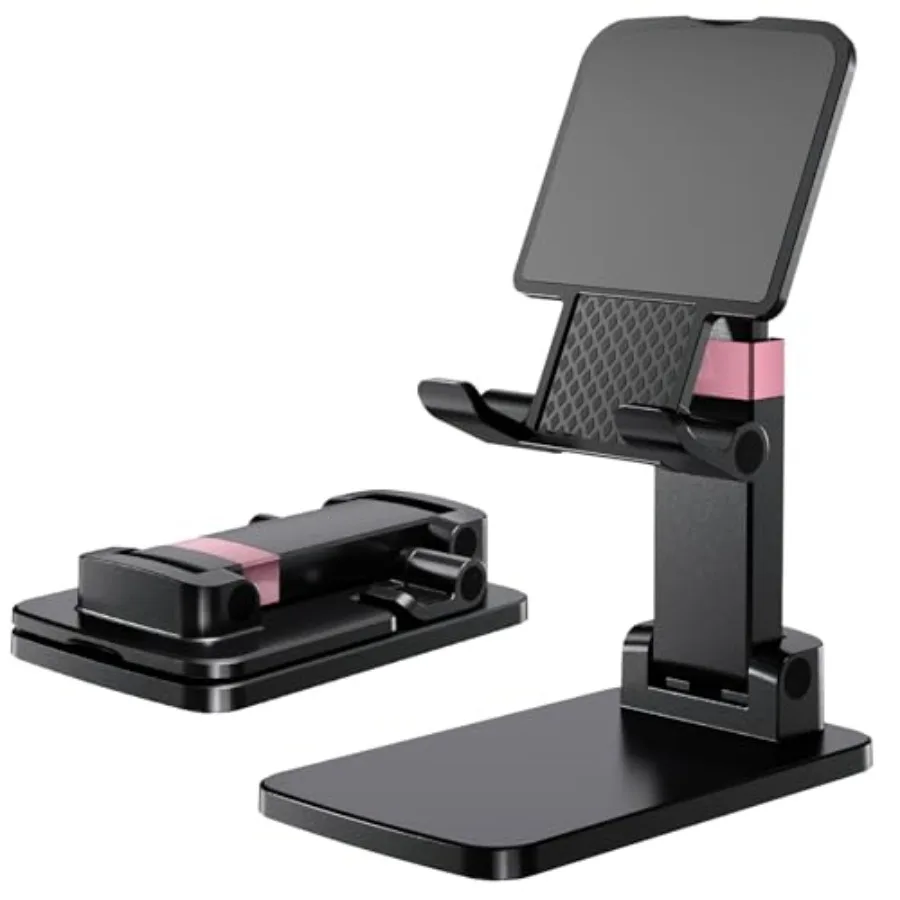 Desk phone stand for iPhone and Android devices, aluminum alloy, black, height and angle adjustable with anti-slip base and com
Desk phone stand for iPhone and Android devices, aluminum alloy, black, height and angle adjustable with anti-slip base and com