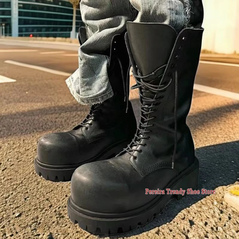 Retro Round Toe Thick Soled Mid-Calf Boots for Men Women Autumn Winter New Platform Lace Up Work Boots Street Style Casual Shoes
Retro Round Toe Thick Soled Mid-Calf Boots for Men Women Autumn Winter New Platform Lace Up Work Boots Street Style Casual Shoes