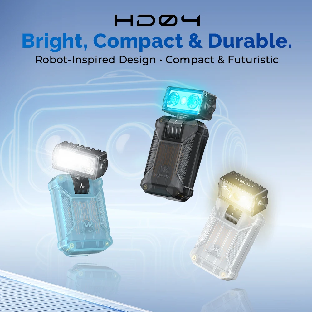 Wurkkos HD04 EDC Flashlight Robot Clip Light 180° Rotating Head Magnetic Tail RGB Portable Pocket Torch Type-C for Hiking
Wurkkos HD04 EDC Flashlight Robot Clip Light 180° Rotating Head Magnetic Tail RGB Portable Pocket Torch Type-C for Hiking