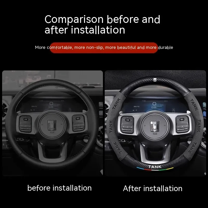 Premium 38cm Carbon Fiber Suede Steering Wheel Cover For TANK 300 TANK 500 2022 2023
Premium 38cm Carbon Fiber Suede Steering Wheel Cover For TANK 300 TANK 500 2022 2023