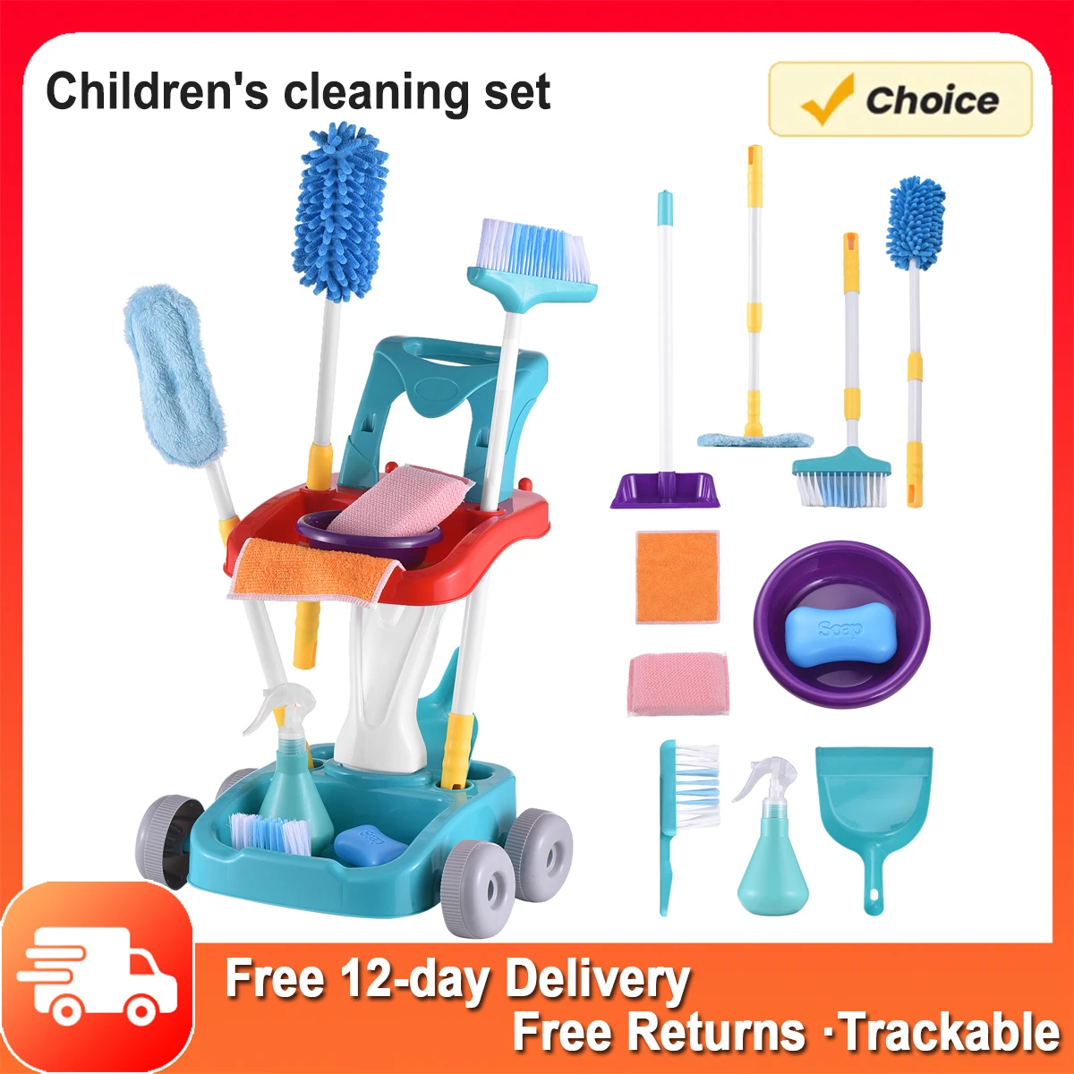 12-in-1 Kids Cleaning Toy Set with Cleaning Cart Multiple Cleaning Supplies Realistic Toddler Cleaning Set Pretend Play Gifts
12-in-1 Kids Cleaning Toy Set with Cleaning Cart Multiple Cleaning Supplies Realistic Toddler Cleaning Set Pretend Play Gifts