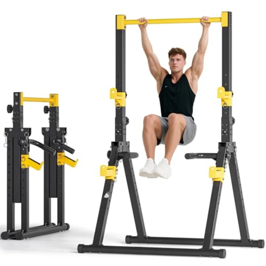 Home gym pull up bar station, steel, black, foldable free-standing triangular design with adjustable height for pull up and dip
Home gym pull up bar station, steel, black, foldable free-standing triangular design with adjustable height for pull up and dip