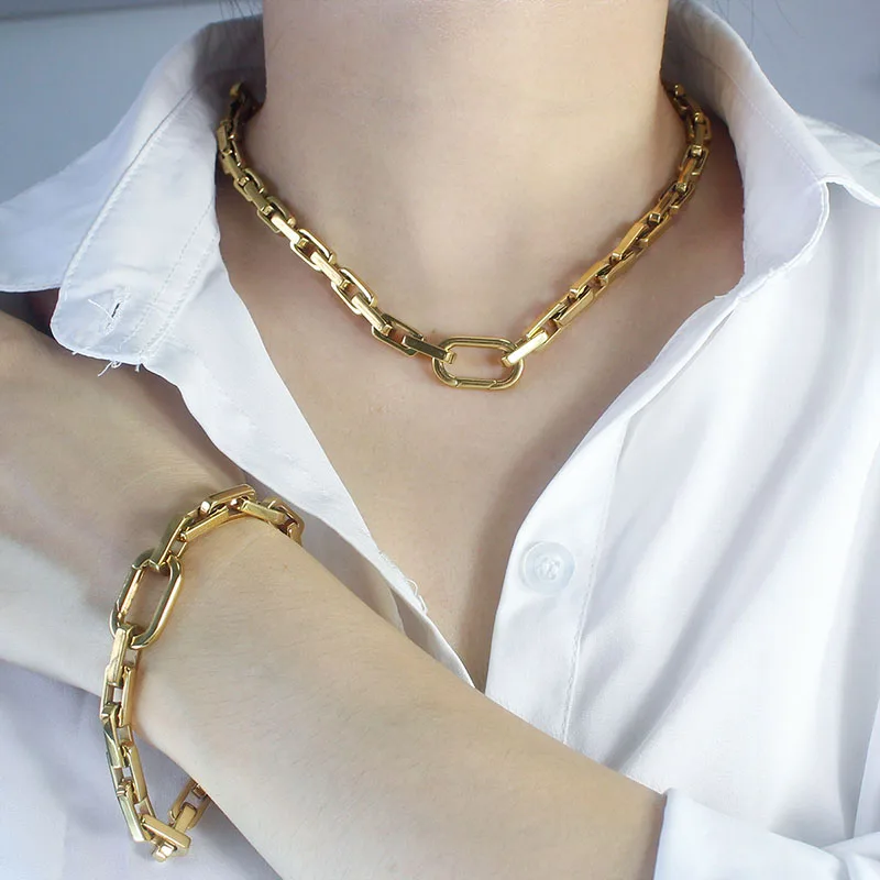 2025 New Design Waterproof Steel Necklace Hip Hop Chain Link Necklace Gold Plated Unisex Bracelet Sets Fine Jewelry Necklaces
2025 New Design Waterproof Steel Necklace Hip Hop Chain Link Necklace Gold Plated Unisex Bracelet Sets Fine Jewelry Necklaces
