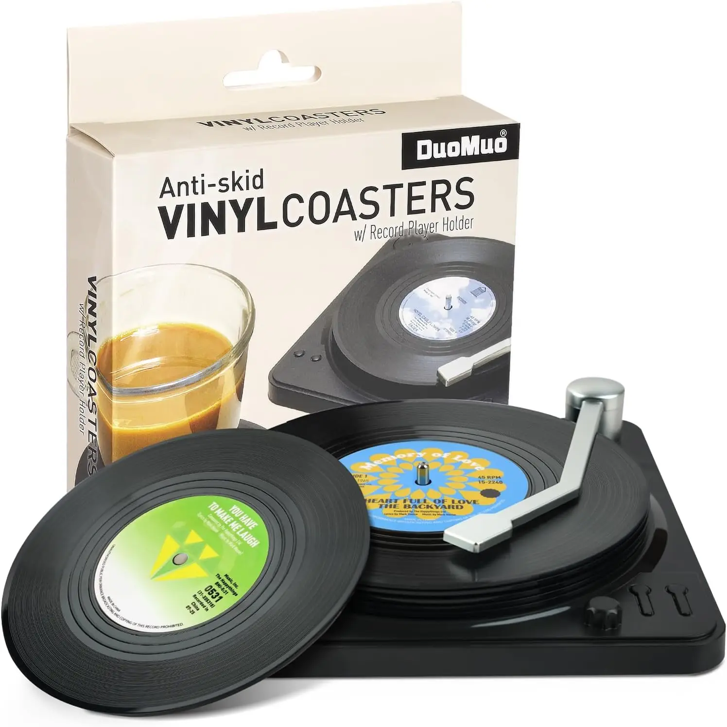Retro Vinyl Record Coasters Set of 6 with Turntable Holder - Funny Gifts for Music Lovers
Retro Vinyl Record Coasters Set of 6 with Turntable Holder - Funny Gifts for Music Lovers