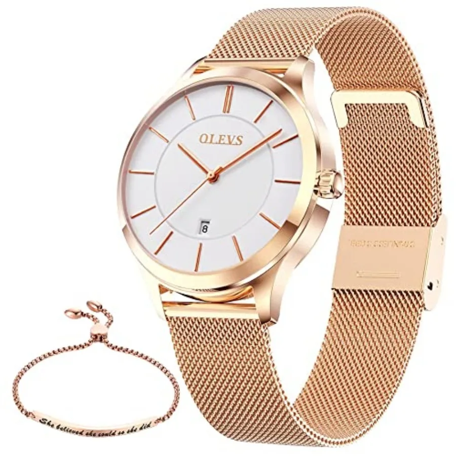OLEVS Womens Gifts Set with Bracelet for Lady Female Minimalist Simple Slim Thin Casual Dress Analog Quartz Wrist es Waterproof
OLEVS Womens Gifts Set with Bracelet for Lady Female Minimalist Simple Slim Thin Casual Dress Analog Quartz Wrist es Waterproof