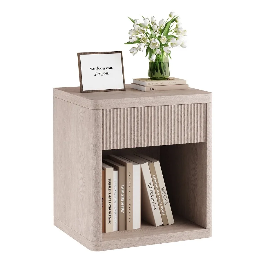 Nightstand with Drawer and Open Shelf Mid Century Fluted End Table for Bedroom Living Room and Office White Oak
Nightstand with Drawer and Open Shelf Mid Century Fluted End Table for Bedroom Living Room and Office White Oak