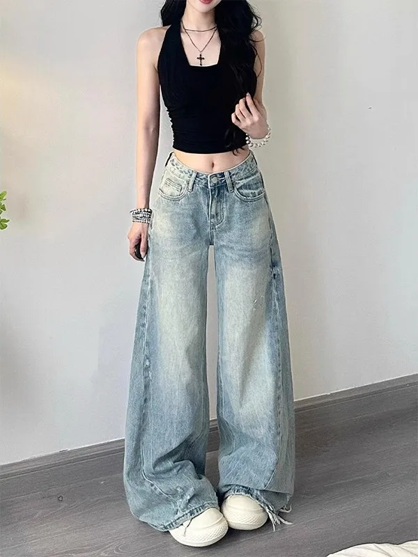 Light Wash Wide Leg Jeans Women's Summer Vintage High Waist Loose Slim Straight Floor-Length Pants Torn Hole Distressed Denim
Light Wash Wide Leg Jeans Women's Summer Vintage High Waist Loose Slim Straight Floor-Length Pants Torn Hole Distressed Denim