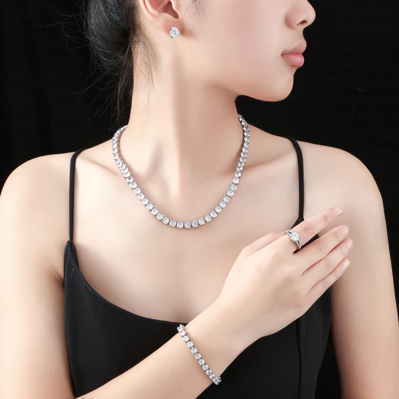 5 PCS/Set of Silver Full Diamond Crystal Zircon Simple Jewelry Set for Women's Daily Dresses or Wedding Party Jewelry
5 PCS/Set of Silver Full Diamond Crystal Zircon Simple Jewelry Set for Women's Daily Dresses or Wedding Party Jewelry