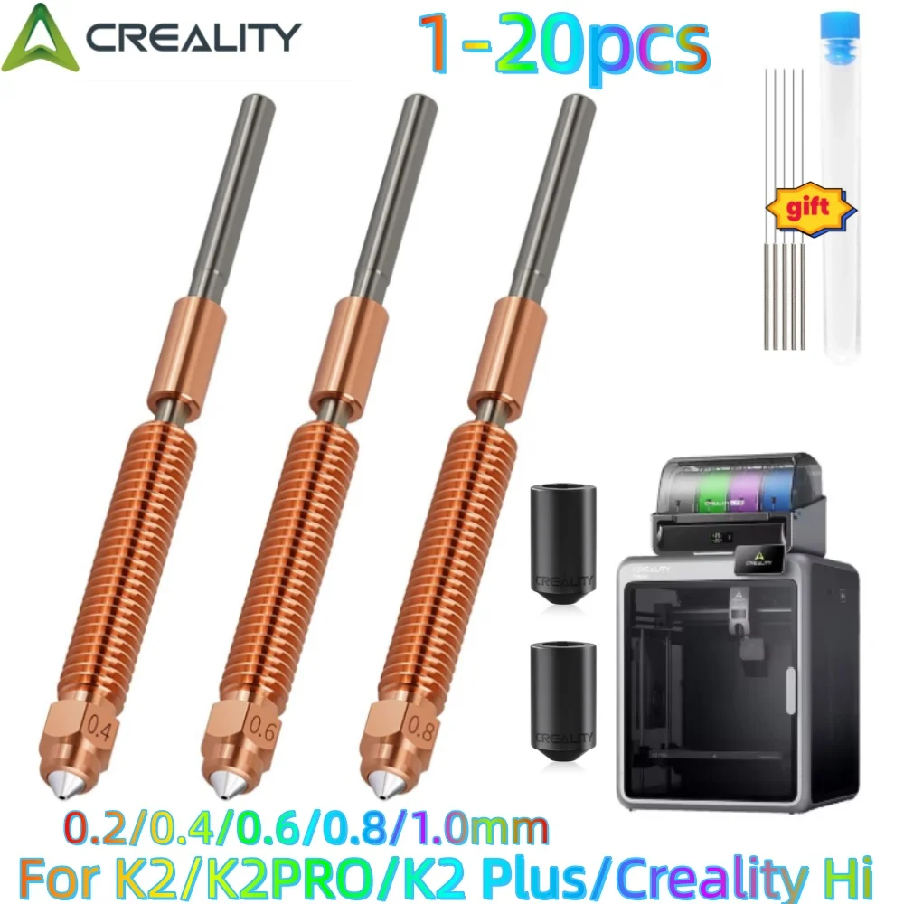 Комплект сопел Creality K2 Plus для быстрой замены из закаленной стали, цельнометаллический дизайн для K2/K2PRO/K2 Plus/Hi, аксессуары для 3D-принтеров
Комплект сопел Creality K2 Plus для быстрой замены из закаленной стали, цельнометаллический дизайн для K2/K2PRO/K2 Plus/Hi, аксессуары для 3D-принтеров