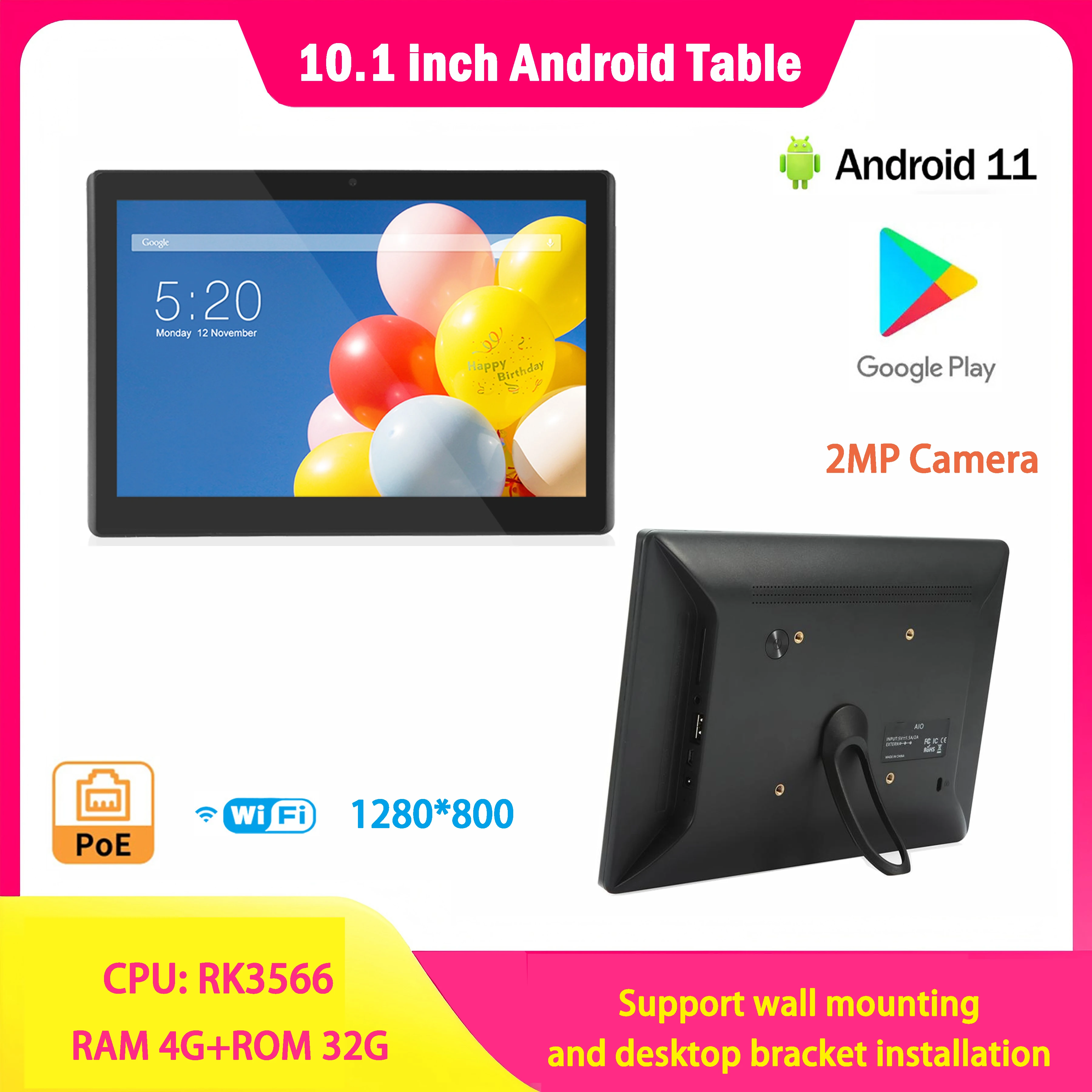 10.1 Inch Android Industrial Tablet Capacitive Touch Screen 4G+32G Multi Media Pad Smart Home POE Monitor Photo Desktop Display
10.1 Inch Android Industrial Tablet Capacitive Touch Screen 4G+32G Multi Media Pad Smart Home POE Monitor Photo Desktop Display