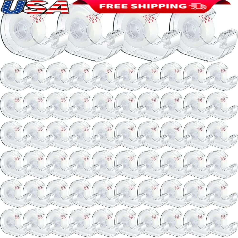 64 Pcs Invisible Tape Set with 32 Transparent Refills Mini Dispenser Strong Adhesion Office Home School Craft Supplies
64 Pcs Invisible Tape Set with 32 Transparent Refills Mini Dispenser Strong Adhesion Office Home School Craft Supplies
