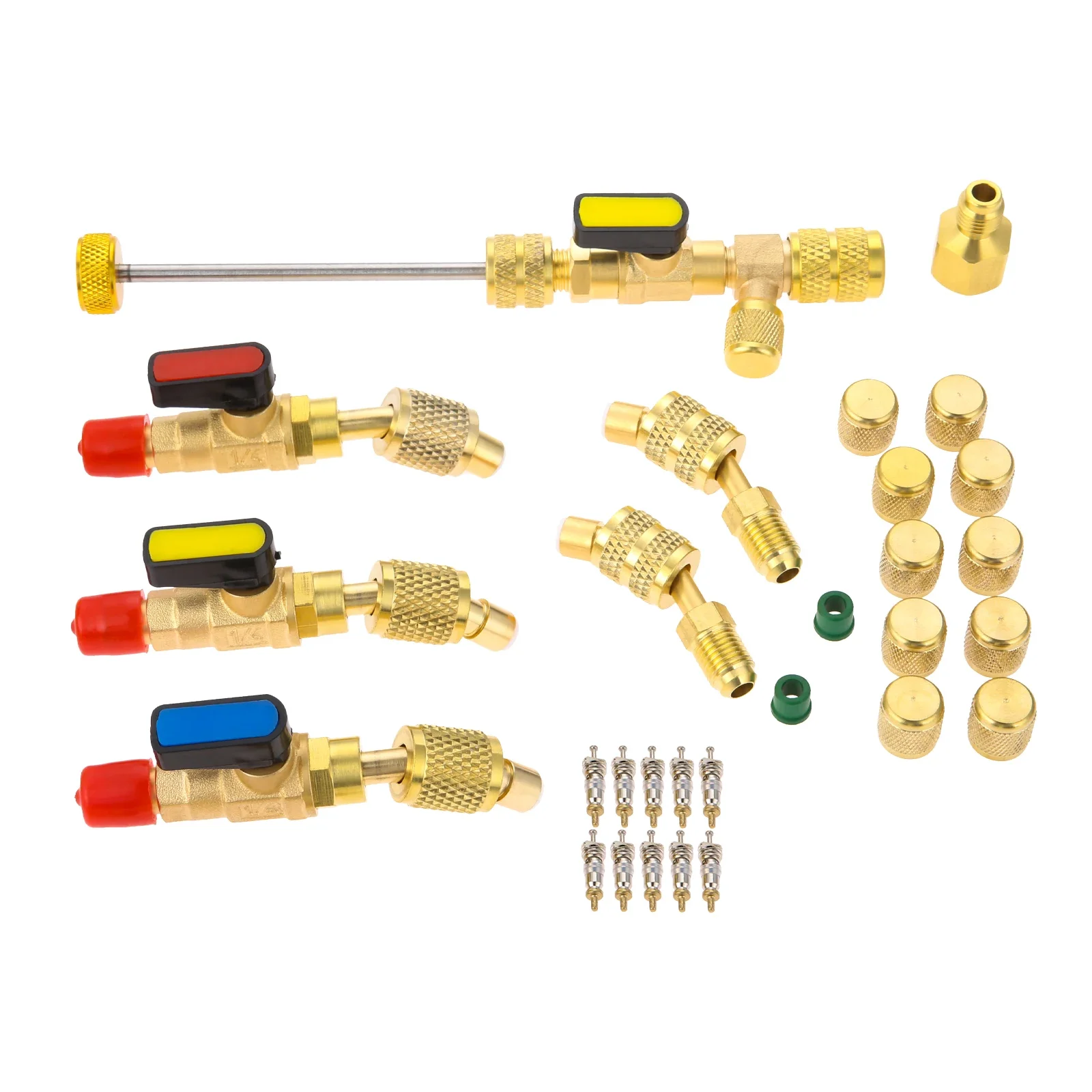 1Set R410A R22 Valve Core Remover Kit 1/4" 5/16" SAE HVAC Shut Off Ball Valve Adapter for R12 R134A AC Refrigerant Repair Tool
1Set R410A R22 Valve Core Remover Kit 1/4" 5/16" SAE HVAC Shut Off Ball Valve Adapter for R12 R134A AC Refrigerant Repair Tool