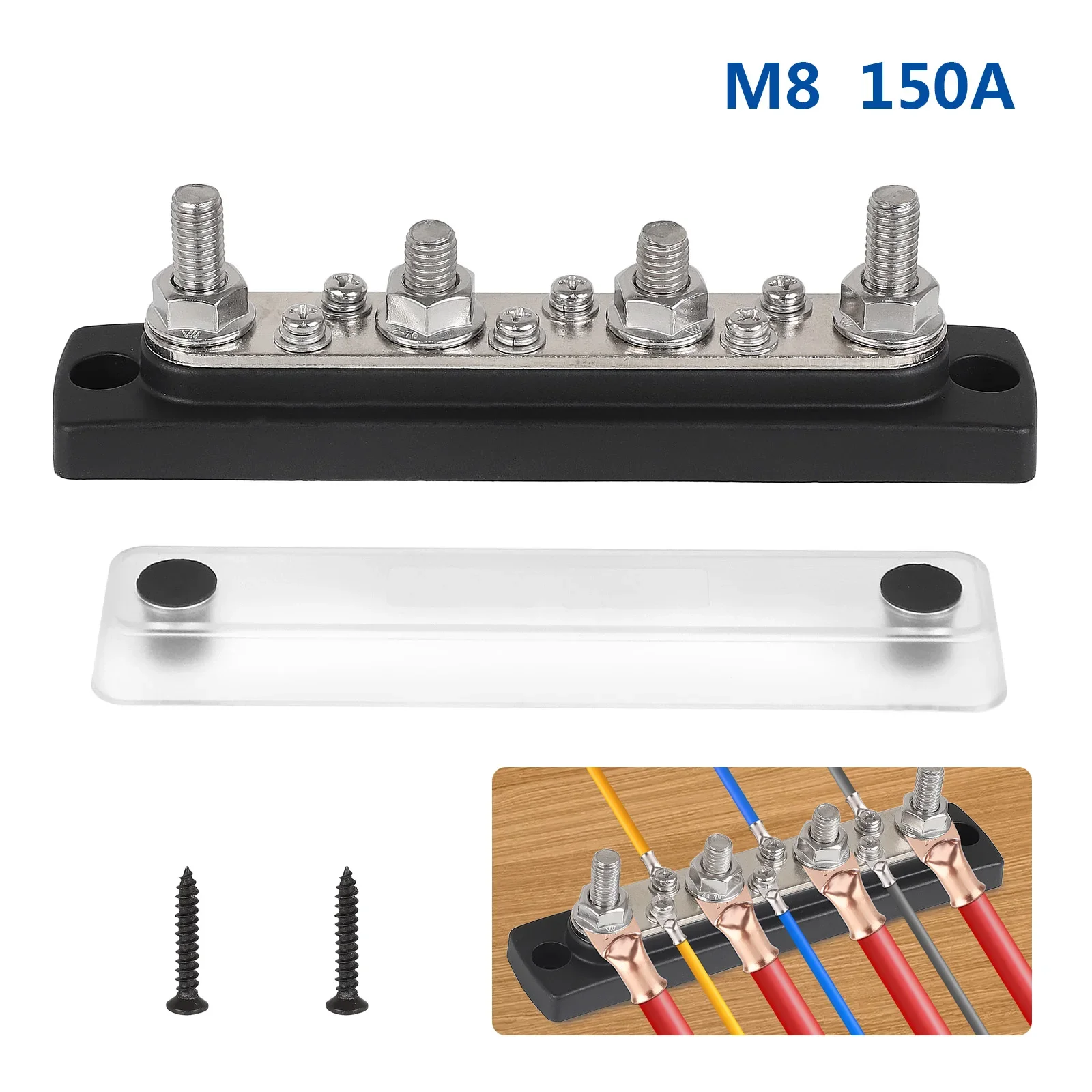 New Bus Bar Power Distribution Block Heavy Duty Module Design Busbar Terminal Studs 150A 12V-48V 4*M8 For Marine Boat Truck RV
New Bus Bar Power Distribution Block Heavy Duty Module Design Busbar Terminal Studs 150A 12V-48V 4*M8 For Marine Boat Truck RV