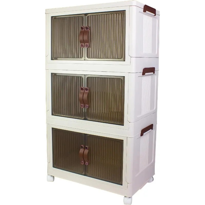 8.6Gal Foldable Double Door Storage Box, Collapsible Plastic Containers with Lids, White Stackable Storage Bins with Lockable Wh
8.6Gal Foldable Double Door Storage Box, Collapsible Plastic Containers with Lids, White Stackable Storage Bins with Lockable Wh