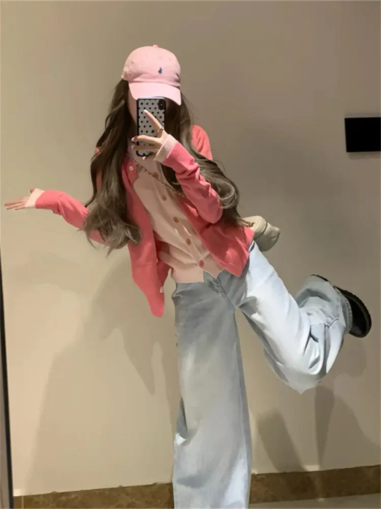 Korean Sweet Sle Pink Knitted Cardigan Trendy Women's Spring New Faion round Ne Sweater Medium Thin Long Sve Si...
Korean Sweet Sle Pink Knitted Cardigan Trendy Women's Spring New Faion round Ne Sweater Medium Thin Long Sve Si...