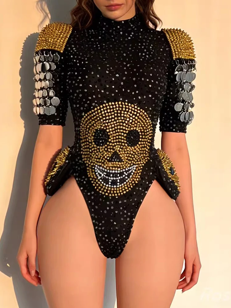 High Quality Hot Stamping Rivet Skull Print Sexy Backless Lace Up Jumpsuit 2026 New Fashionable Custom Women'S Clothing
High Quality Hot Stamping Rivet Skull Print Sexy Backless Lace Up Jumpsuit 2026 New Fashionable Custom Women'S Clothing