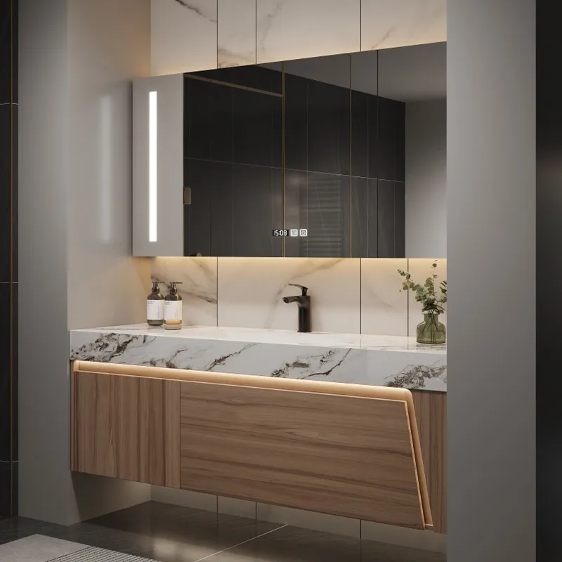 Walnut Bathroom Cabinet Rock Slab Seamless Integrated Basin Toilet Mirror Cabinet Washbasin Basin Cabinet Combination
Walnut Bathroom Cabinet Rock Slab Seamless Integrated Basin Toilet Mirror Cabinet Washbasin Basin Cabinet Combination