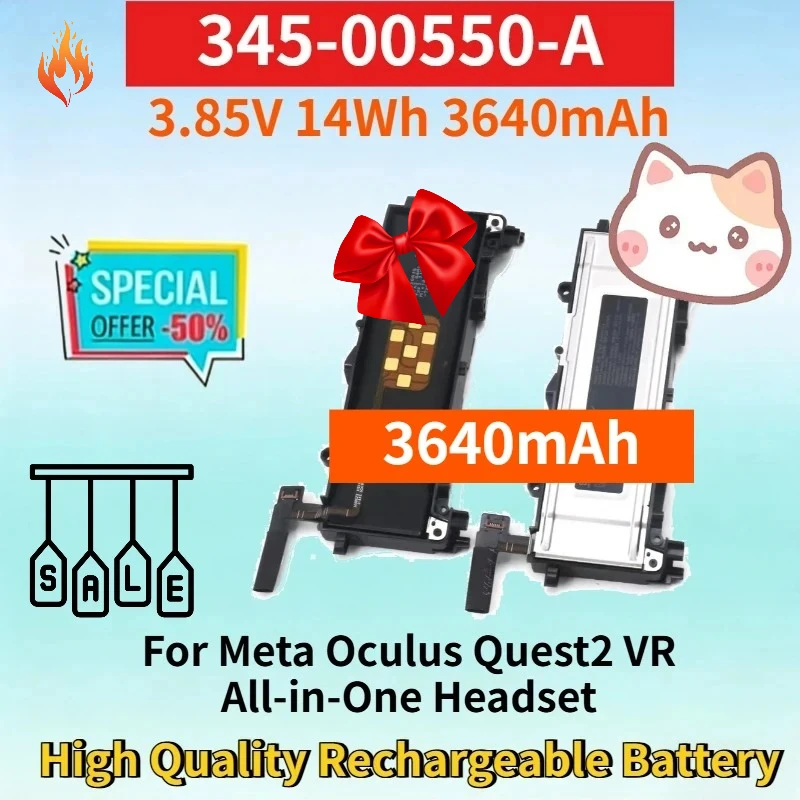Newest 345-00550-A 3.85V 14Wh 3640mAh for Meta Oculus Quest2 VR All-in-One Headset 3D Glasses High Quality Rechargeable Battery
Newest 345-00550-A 3.85V 14Wh 3640mAh for Meta Oculus Quest2 VR All-in-One Headset 3D Glasses High Quality Rechargeable Battery