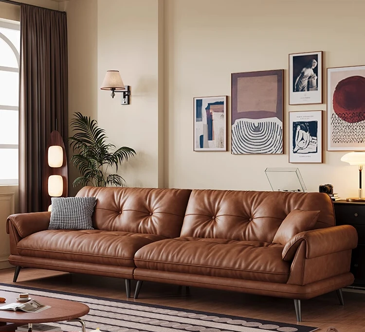 Italian minimalist leather sofa French retro style living room simple modern small apartment straight row first layer cowhide so
Italian minimalist leather sofa French retro style living room simple modern small apartment straight row first layer cowhide so