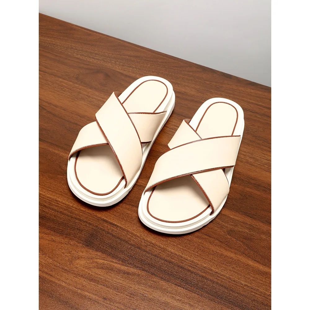 Fashion Men's Genuine Leather Cross Strap Sandals Summer White Non Slip Breathable Sandals For Home Outdoor Wear
Fashion Men's Genuine Leather Cross Strap Sandals Summer White Non Slip Breathable Sandals For Home Outdoor Wear