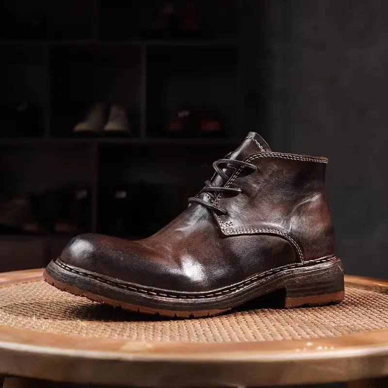 Handmade Genuine Leather Fashion Chelsea Ankle Boots Men's Shoes High Top Thick Sole Casual Non-Slip Motorcycle Boots Male
Handmade Genuine Leather Fashion Chelsea Ankle Boots Men's Shoes High Top Thick Sole Casual Non-Slip Motorcycle Boots Male